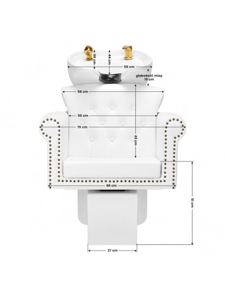 Gabbiano hairdressing wash unit Berlin gold white