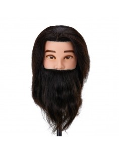 Gabbiano WZ4 training head with beard, natural hair, color 1, length 8"+6"