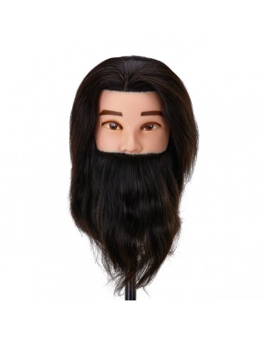 Gabbiano WZ4 training head with beard, natural hair, color 1, length 8"+6"