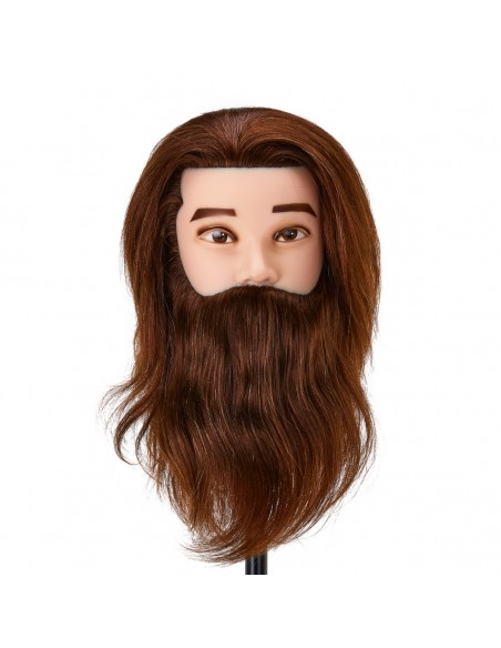 Gabbiano WZ4 training head with beard, natural hair, color 4, length 8"+6"