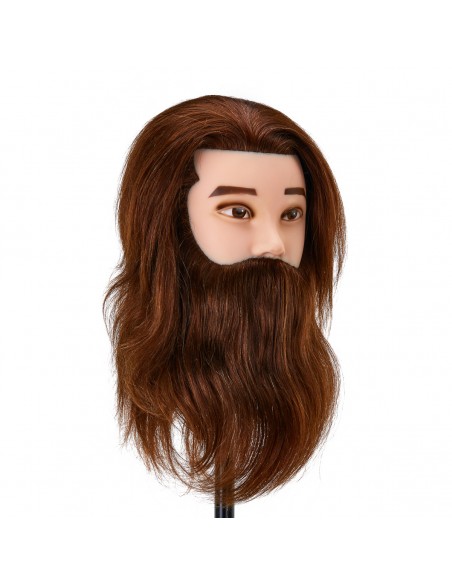 Gabbiano WZ4 training head with beard, natural hair, color 4, length 8"+6"