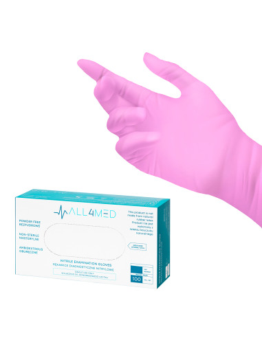 All4med disposable diagnostic nitrile gloves pink m