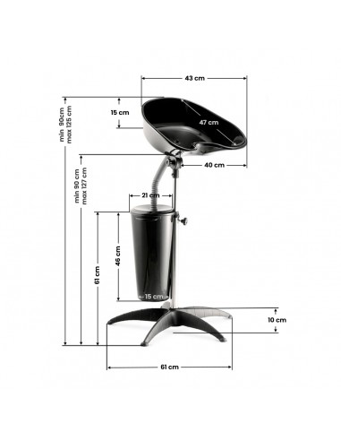 Gabbiano portable barbershop wash unit with ft35-1 tank
