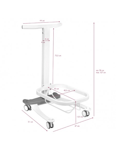 Comfort pedicure tray on wheels with lift function
