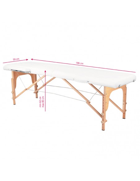 2-section folding massage table, wood comfort, white