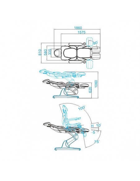 Electric cosmetic chair azzurro 870s pedi 3 strong white