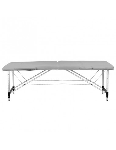 Folding massage table, aluminum, 2-section, gray, comfort