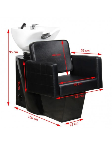 Gabbiano black Ankara hairdressing wash unit