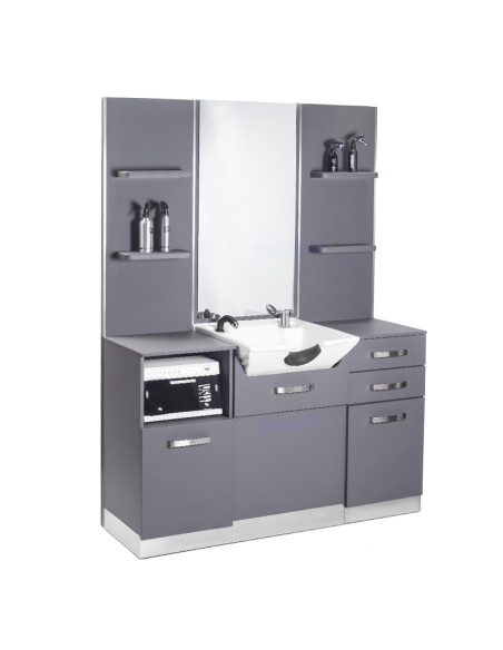 Gabbiano hairdressing console with a wash basin b085 gray