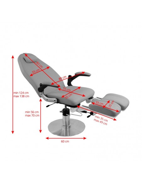 Hydraulic podiatry chair azzurro 713a gray