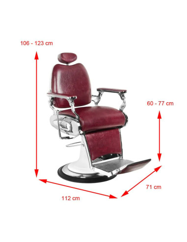 Gabbiano barber armchair moto style burgundy