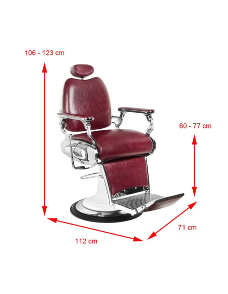Gabbiano barber armchair moto style burgundy