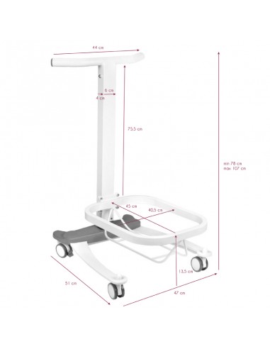 Comfort pedicure tray on wheels with lift function