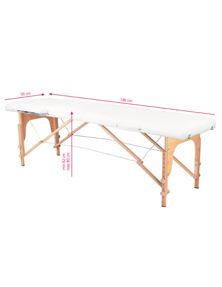2-section folding massage table, wood comfort, white
