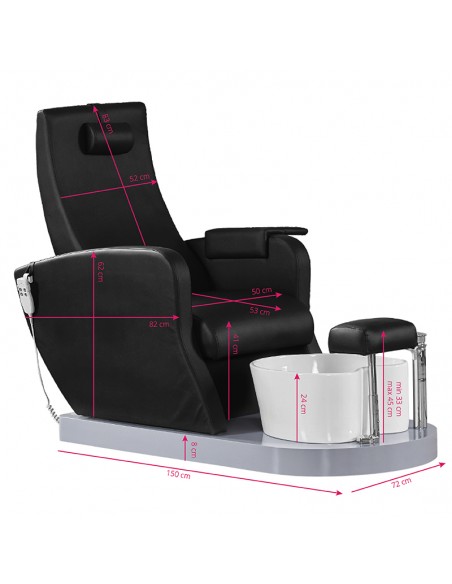 SPA ARMCHAIR FOR PEDICURE AZZURRO 016A BLACK WITH HYDROMASSAGE