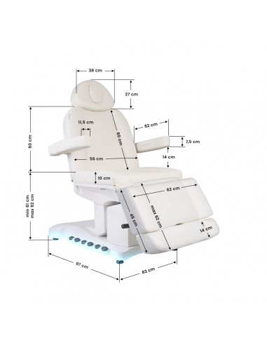 COSMETIC ELECTRIC CHAIR. AZZURRO 708B EXCLUSIVE 4 MOTOR HEATED 