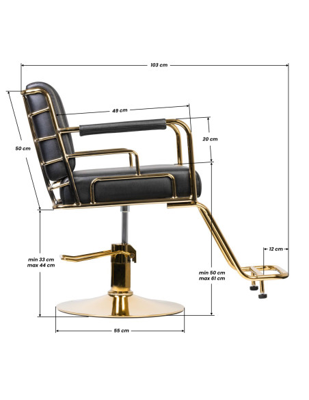 GABBIANO HAIRDRESSING CHAIR PRATO GOLD - BLACK