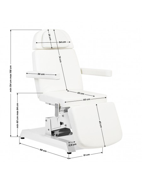 COSMETIC CHAIR EXPERT W-12D 2 MOTORS WHITE