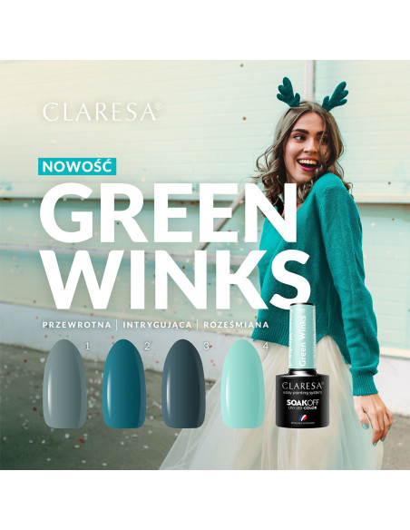 CLARESA hybrid polish GREEN WINKS 1 -5g