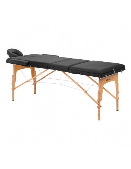 WOODEN FOLDING MASSAGE TABLE COMFORT ACTIVFIZJO LUX 3-SECTIONS 190X70 BLACK