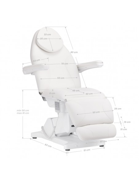 Sillon Basic electric cosmetic chair 3 motors white 