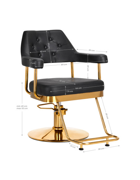 Gabbiano hairdressing chair Granda gold black