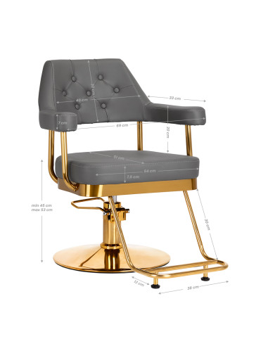 Gabbiano hairdressing chair Granda gold grey
