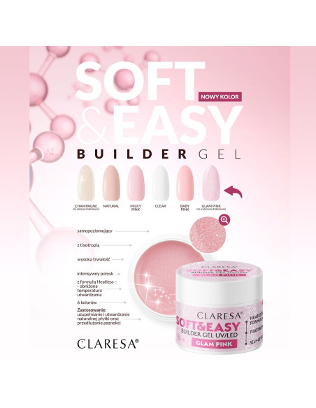 Claresa builder gel Soft&Easy glam pink 90g