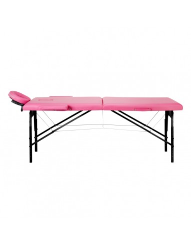 Folding massage table wooden Activ Fizjo comfort 2 segment pink black wood