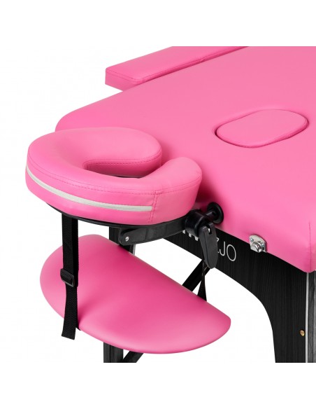 Folding massage table wooden Activ Fizjo comfort 2 segment pink black wood