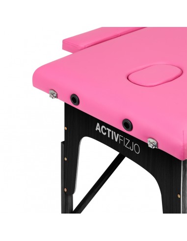 Folding massage table wooden Activ Fizjo comfort 2 segment pink black wood