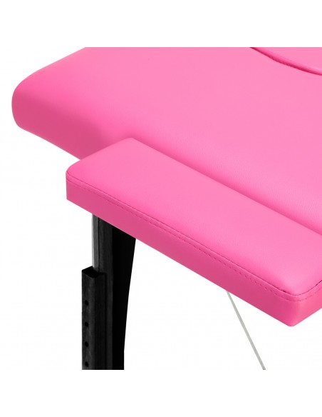 Folding massage table wooden Activ Fizjo comfort 2 segment pink black wood