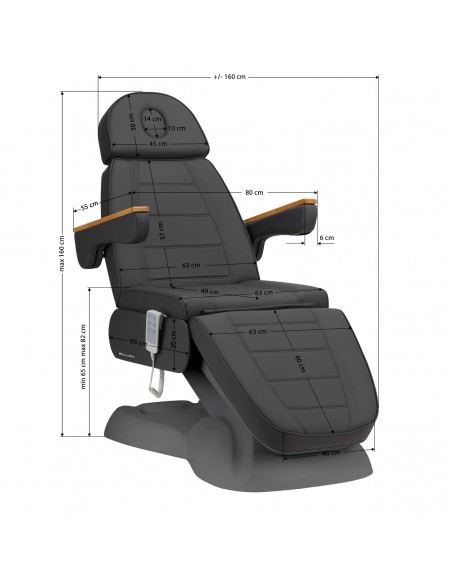 Electric cosmetic chair SILLON Lux 273b 3 actuators gray with gray base