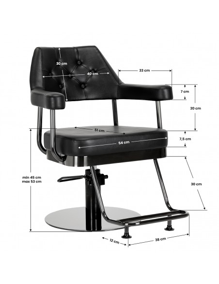 Gabbiano hairdressing chair Granda black