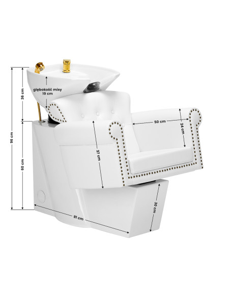 Gabbiano hairdressing wash unit Berlin gold white