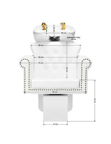 Gabbiano hairdressing wash unit Berlin gold white