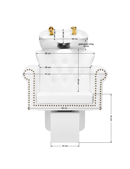 Gabbiano hairdressing wash unit Berlin gold white