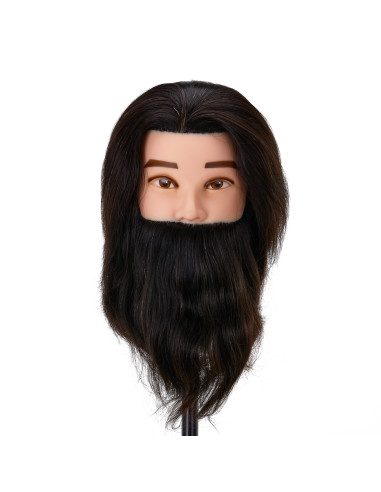 Gabbiano WZ4 training head with beard, natural hair, color 1, length 8"+6"
