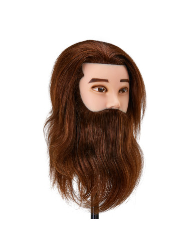 Gabbiano WZ4 training head with beard, natural hair, color 4, length 8"+6"