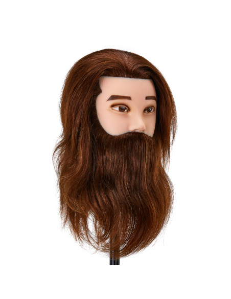 Gabbiano WZ4 training head with beard, natural hair, color 4, length 8"+6"