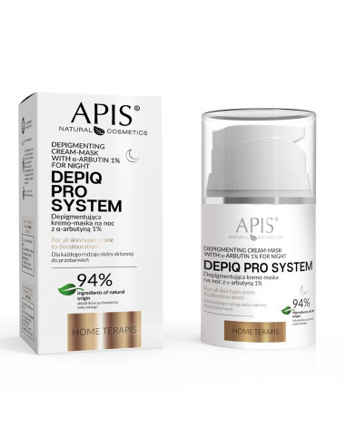 APIS DEPIQ PRO SYSTEM Depigmenting night cream-mask  with α-arbutin 1%, 50 ml