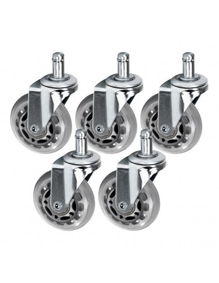 Roll Speed silver press-on stool wheel set of 5 pieces
