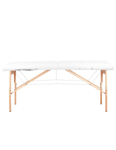 2-section folding massage table, wood comfort, white