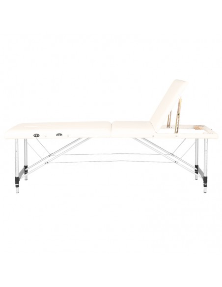 Folding massage table, aluminum comfort, 3-section cream