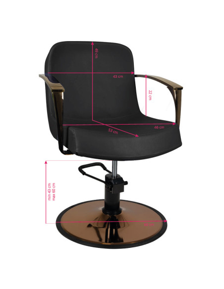 Gabbiano styling armchair, copper, black Bologna