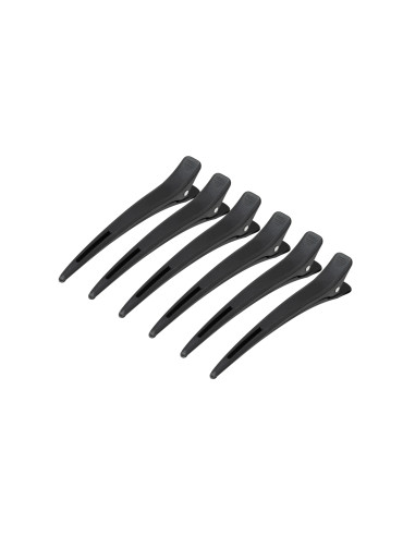 Hairdressing clamps carbon e-15 6 pcs 11.5 cm black