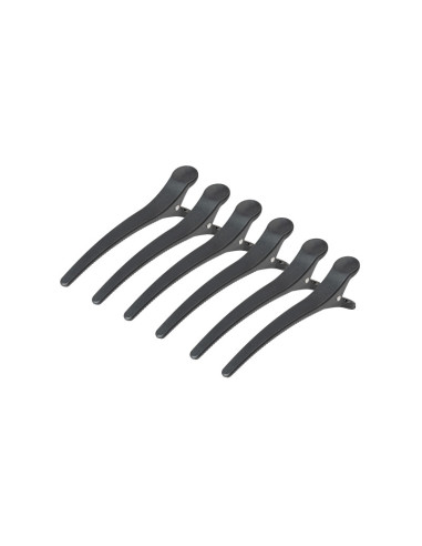 E-32 Hairdressing Clamps 6 pcs 11.5cm Black