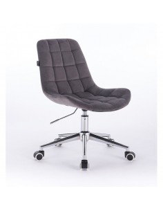 Hroove Salon Chair On Wheels - Grey Velour BF590K