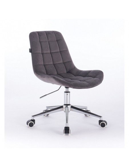 Hroove Salon Chair On Wheels - Grey Velour BF590K