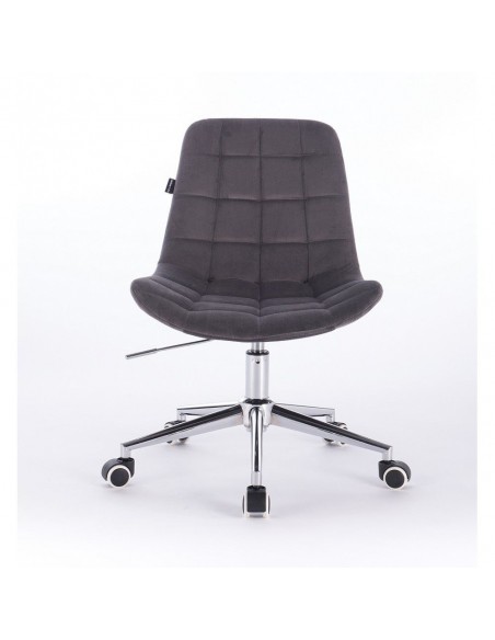 Hroove Salon Chair On Wheels - Grey Velour BF590K